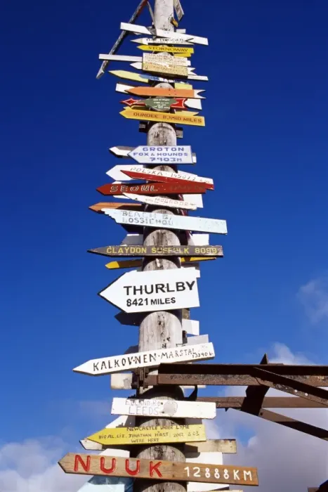 Framed Print : All world directions sign post, Stanley, East Falkland, Falkland Islands Framed Print : All world directions sign post, Stanley, East Falkland, Falkland Islands