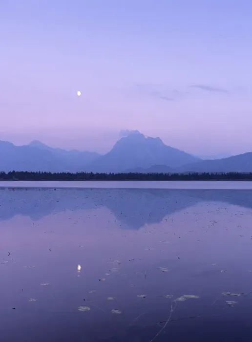 Framed Print : Allgau Alps reflecting in Hopfensee Lake at moonrise, near Fussen, Allgau, Bavaria, Germany, Europe Framed Print : Allgau Alps reflecting in Hopfensee Lake at moonrise, near Fussen, Allgau, Bavaria, Germany, Europe