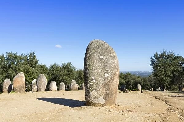 The Almendres stone circle, one of the oldest cromlechs in Europe in a region knows