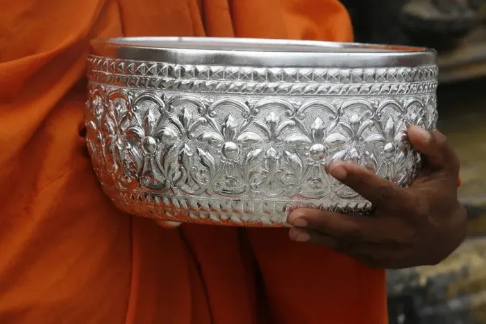 Framed Print : Alms bowl, Kathmandu, Nepal, Asia