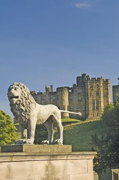 Alnwick Castle from the Lion Bridge, Alnwick, Northumberland, England, United Kingdom