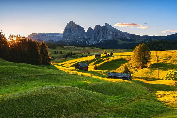 The Alpe di Siusi plateau in autumn, Gardena Valley, Bolzano Province, Trentino-Alto