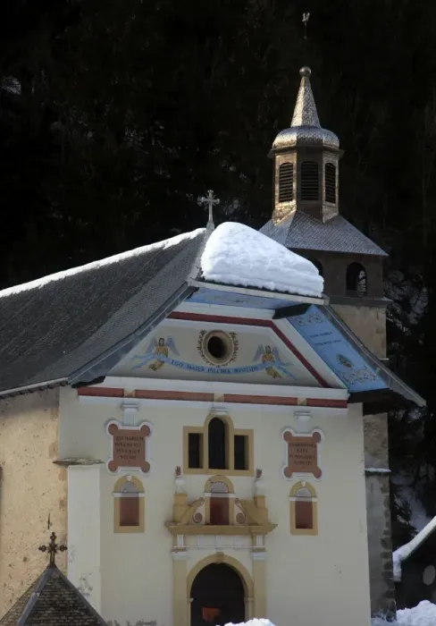 Framed Print : Alpine church near St. Gervais, French Alps, France, Europe Framed Print : Alpine church near St. Gervais, French Alps, France, Europe