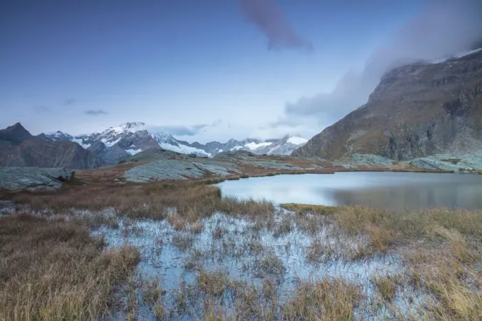 Framed Print : Alpine lake with Monte Disgrazia in the background, Alpe Fora, Malenco Valley, province of Sondrio Framed Print : Alpine lake with Monte Disgrazia in the background, Alpe Fora, Malenco Valley, province of Sondrio