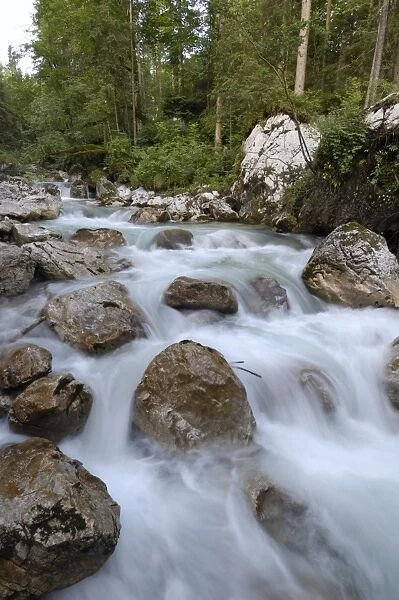 Alpine river, near Ramsau, Berchtesgaden, Bavaria, Germany, Europe