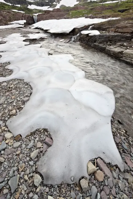 Framed Print : Alpine stream with snow, Glacier National Park, Montana, United States of America, North America Framed Print : Alpine stream with snow, Glacier National Park, Montana, United States of America, North America