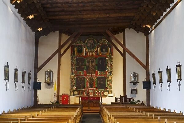 Altar and interior of St. Francis de Asis Church in Ranchos de Taos, Taos