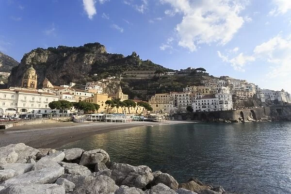 Amalfi, view towards beach and hills, Costiera Amalfitana (Amalfi Coast), UNESCO