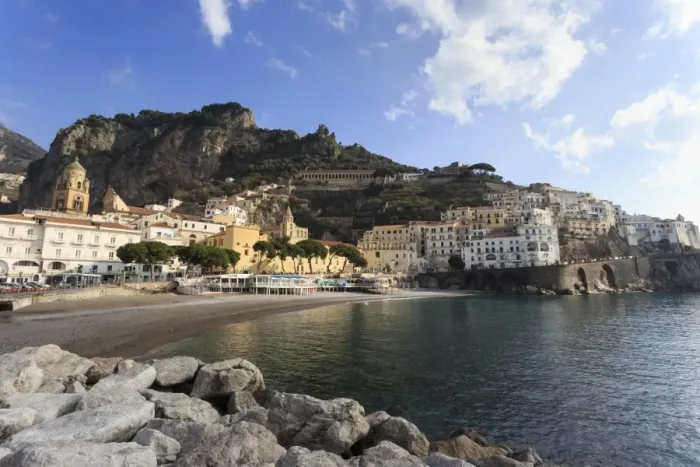 Framed Print : Amalfi, view towards beach and hills, Costiera Amalfitana (Amalfi Coast), UNESCO Framed Print : Amalfi, view towards beach and hills, Costiera Amalfitana (Amalfi Coast), UNESCO
