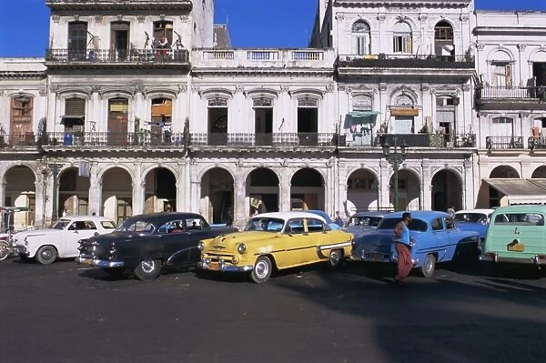 American 1950s cars used as taxis, Havana, Cuba, West Indies, Central America