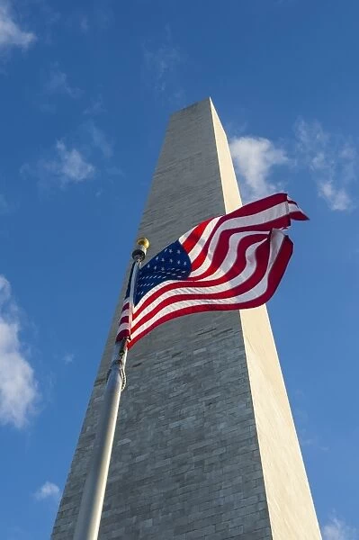 American flag in front of the Obelisk of the Washington Monument at the Mall, Washington