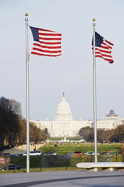 American flags, The Capitol Building, Capitol Hill, Washington D. C. United States of America