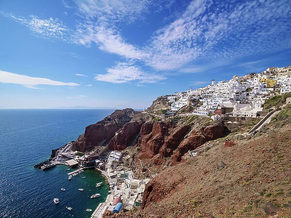 Ammoudi Bay and Oia Village, Santorini (Thira) Island, Cyclades, Greek Islands, Greece, Europe