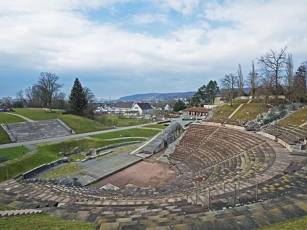 Amphitheatre, Augusta Raurica Roman ruins at Kaiseraugst, Basel Land, Switzerland, Europe