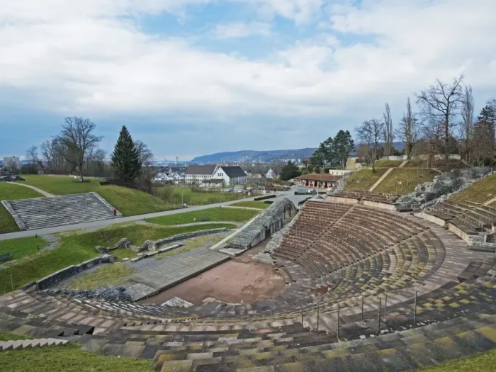 Framed Print : Amphitheatre, Augusta Raurica Roman ruins at Kaiseraugst, Basel Land, Switzerland, Europe