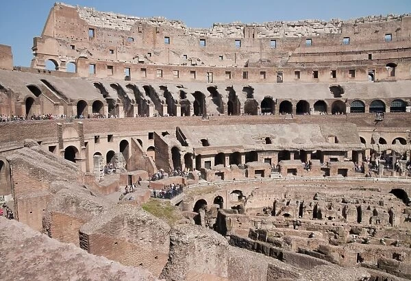 The amphitheatre of the Colosseum, Rome, Lazio, Italy, Europe