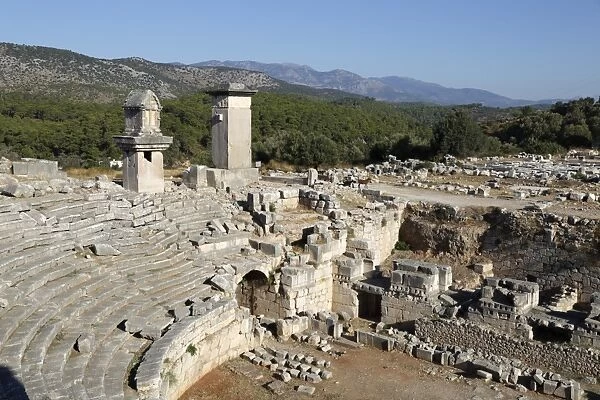 Amphitheatre and Harpy monument, Xanthos, Kalkan, Lycia, Antalya Province, Mediterranean Coast
