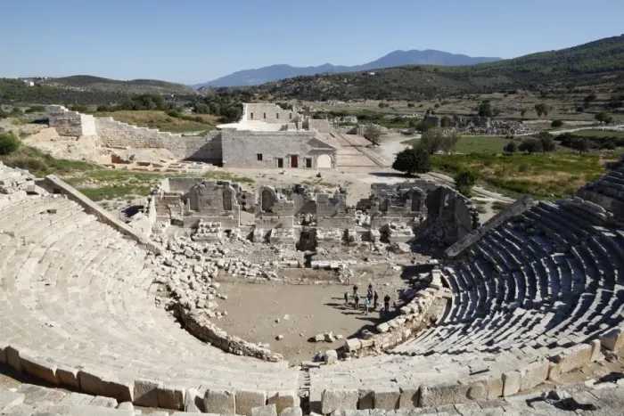 Framed Print : Amphitheatre and ruins, Patara, near Kalkan, Lycia, Antalya Province, Mediterranean Coast