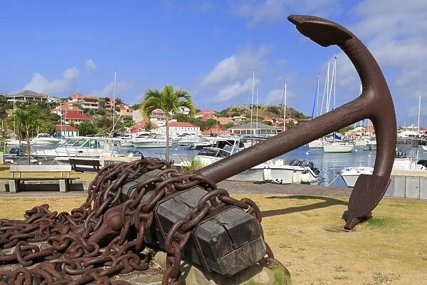 Anchor in Gustavia Harbor, Gustavia, St. Barthelemy (St. Barts), Leeward Islands, West Indies, Caribbean, Central America