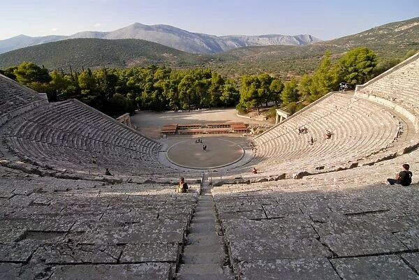 The ancient amphitheatre of Epidaurus, UNESCO World Heritage Site, Peloponnese