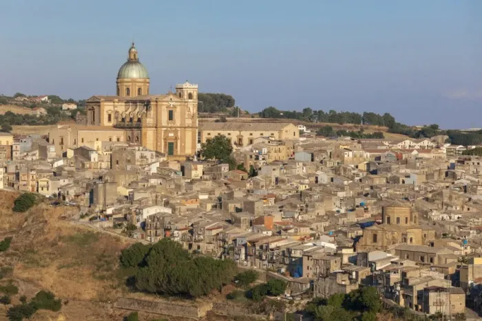 Framed Print : The ancient baroque old town and dome of cathedral of Piazza Armerina, Province of Enna Framed Print : The ancient baroque old town and dome of cathedral of Piazza Armerina, Province of Enna