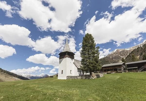 Ancient church of the alpine village of Davos, Sertig Valley, canton of Graubunden