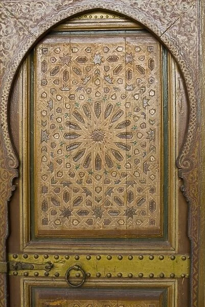 Ancient door in Bahia Palace, Marrakech (Marrakesh), Morocco, North Africa, Africa
