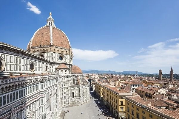 The ancient Duomo di Firenze built with polychrome marble panels and Brunelleschis Dome