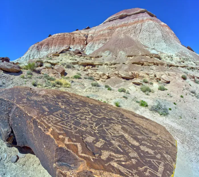 Framed Print : Ancient Indian petroglyphs on a boulder near Marthas Butte in Petrified Forest National Park, Arizona, United States of America, North America Framed Print : Ancient Indian petroglyphs on a boulder near Marthas Butte in Petrified Forest National Park, Arizona, United States of America, North America