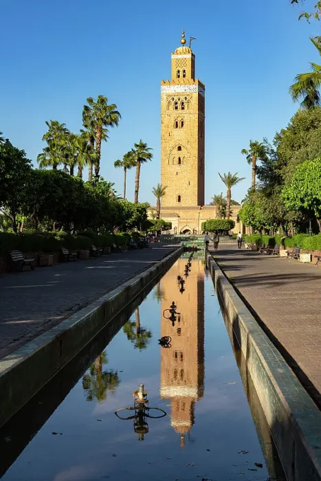 Framed Print : Ancient minaret tower of Koutoubia Mosque, UNESCO World Heritage Site, reflected in water in a palm fringed park, Marrakech, Morocco, North Africa, Africa Framed Print : Ancient minaret tower of Koutoubia Mosque, UNESCO World Heritage Site, reflected in water in a palm fringed park, Marrakech, Morocco, North Africa, Africa