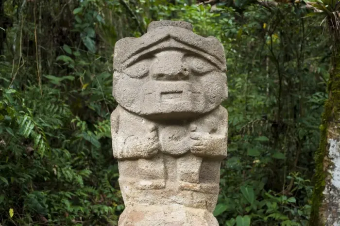 Framed Print : An ancient pre-Columbian stone carving at San Agustin, UNESCO World Heritage Site Framed Print : An ancient pre-Columbian stone carving at San Agustin, UNESCO World Heritage Site