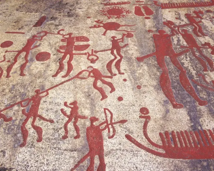Framed Print : Ancient rock carvings from the Bronze Age
