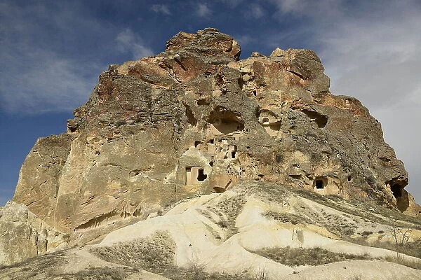 Ancient rock cut settlement, Cappadocia, Anatolia, Turkey, Asia Minor, Asia