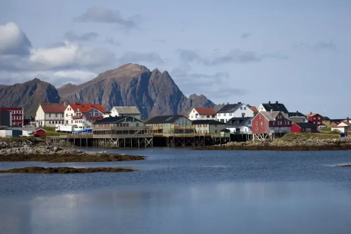 Framed Print : Andenes village, Andoya island, Vesteralen archipelago, Troms Nordland county