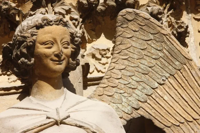 Framed Print : Angel of Annunciation, west front, Reims cathedral, UNESCO World Heritage Site Framed Print : Angel of Annunciation, west front, Reims cathedral, UNESCO World Heritage Site