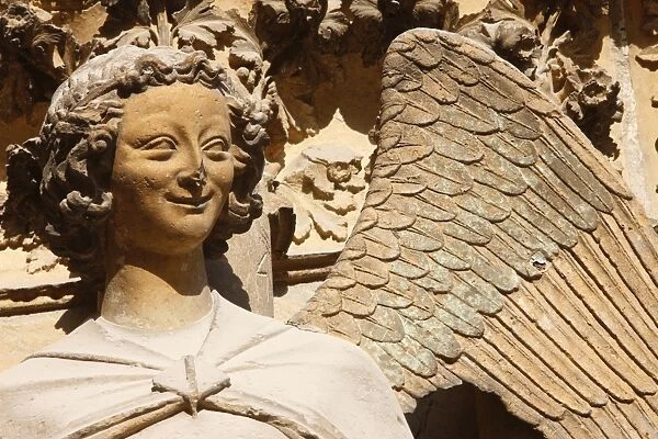Angel of Annunciation, west front, Reims cathedral, UNESCO World Heritage Site