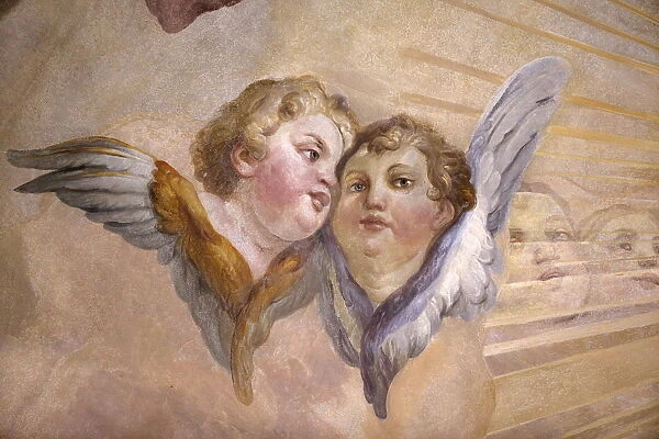 Angels in dome fresco by Johann Michael Rottmayr, Karlskirche (St