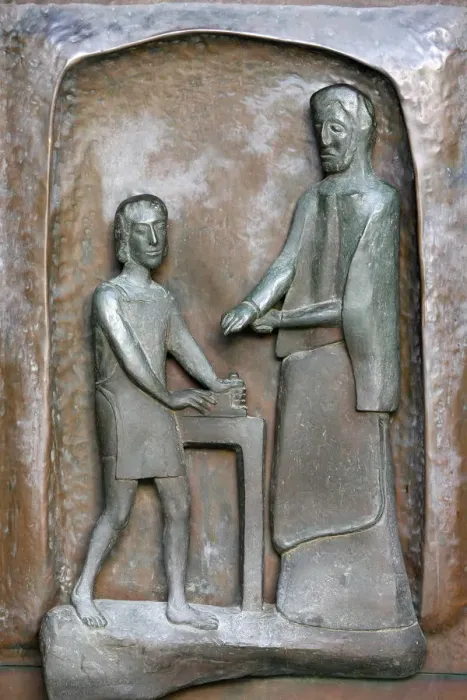 Framed Print : Annunciation Basilica door sculpture of Jesus and Joseph, Nazareth, Galilee, Israel Framed Print : Annunciation Basilica door sculpture of Jesus and Joseph, Nazareth, Galilee, Israel