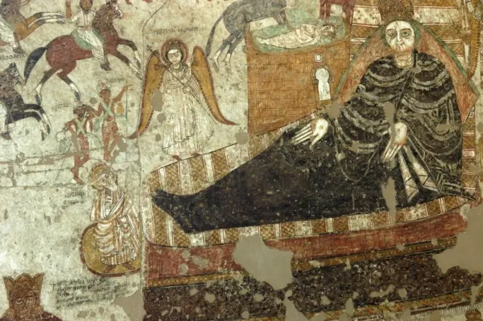 Framed Print : The Annunciation, Farras Cathedral, frescoes and murals from ruined Nubian churches Framed Print : The Annunciation, Farras Cathedral, frescoes and murals from ruined Nubian churches