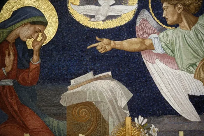 Framed Print : Annunciation mosaic, Vienna, Austria, Europe Framed Print : Annunciation mosaic, Vienna, Austria, Europe
