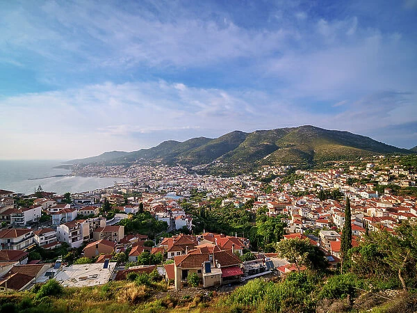 Ano Vathy and Samos Town, elevated view, Samos Island, North Aegean, Greek Islands, Greece, Europe