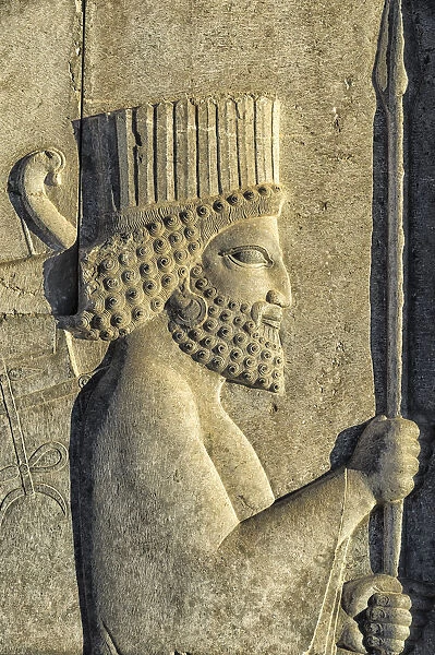 Apadana stairway facade detail, relief of the Achaemenids, Medes and Persians, Persepolis