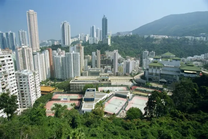 Framed Print : Apartment blocks at Happy Valley in northern Hong Kong island, a suburb famous for its racecourse Framed Print : Apartment blocks at Happy Valley in northern Hong Kong island, a suburb famous for its racecourse