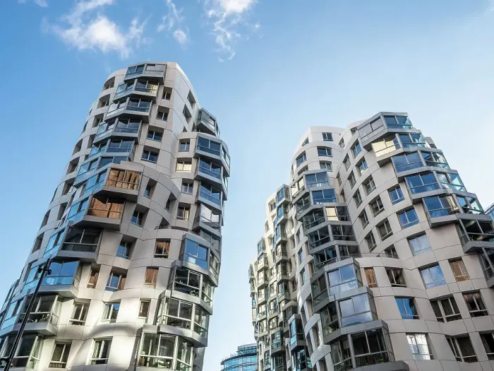 Framed Print : Apartments by Frank Gehry, Prospect Place, Battersea, London, England, United Kingdom, Europe Framed Print : Apartments by Frank Gehry, Prospect Place, Battersea, London, England, United Kingdom, Europe