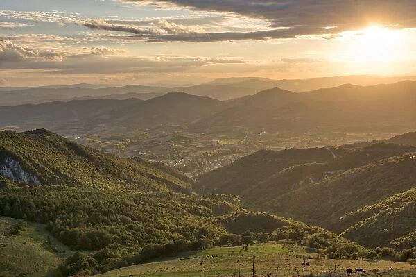 Apennines at sunset, Monte Cucco Park, Apennines, Umbria, Italy, Europe