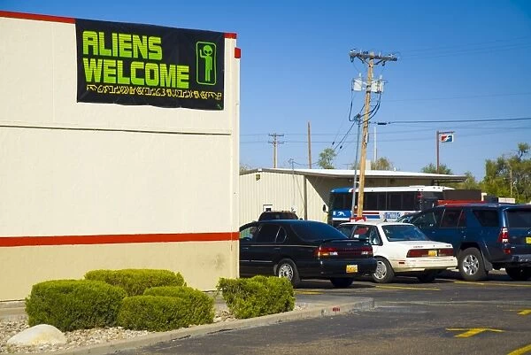 Arbys Restaurant, Aliens Welcome sign, Roswell, New Mexico, United States of America