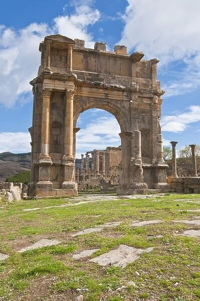 The Arch of Caracalla at the Roman ruins of Djemila, UNESCO World Heritage Site