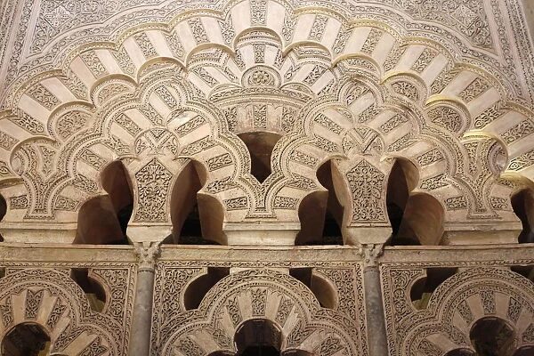 Arch carvings at the Cordoba Mezquita (Great Mosque), UNESCO World Heritage Site, Cordoba
