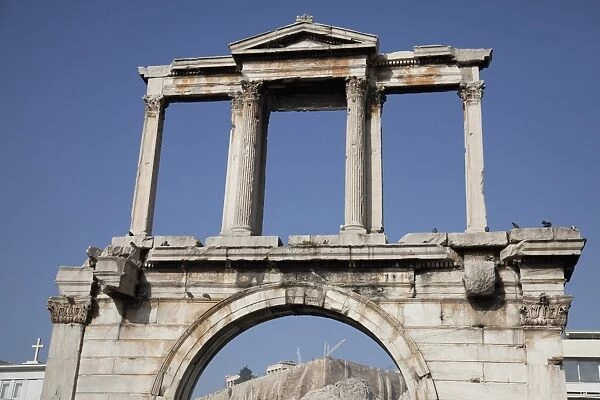 Arch of Hadrian and the Acropolis, Athens, Greece, Europe