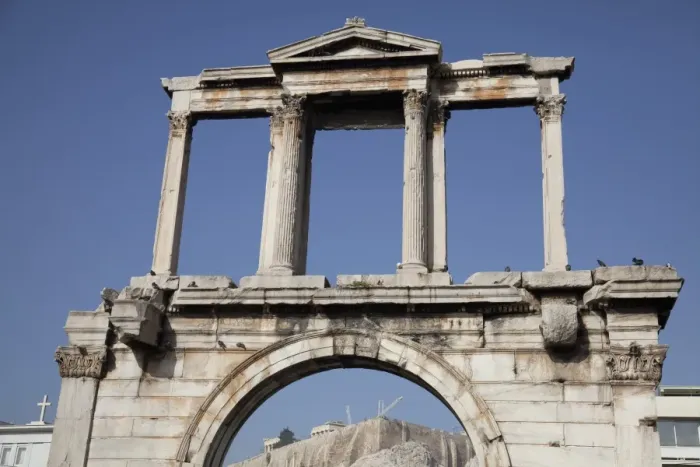 Framed Print : Arch of Hadrian and the Acropolis, Athens, Greece, Europe Framed Print : Arch of Hadrian and the Acropolis, Athens, Greece, Europe